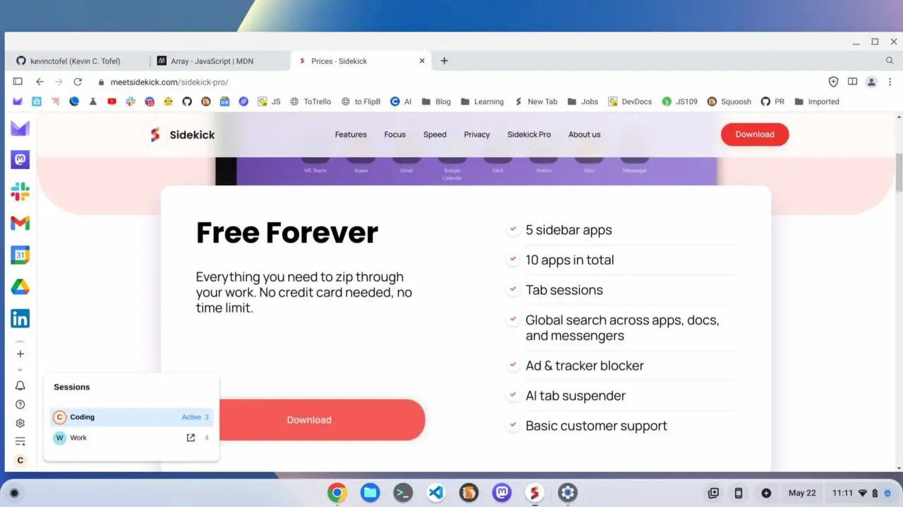 Sidekick browser pricing details
