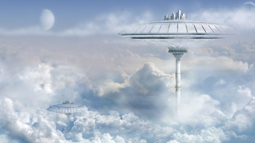 floating city in the clouds