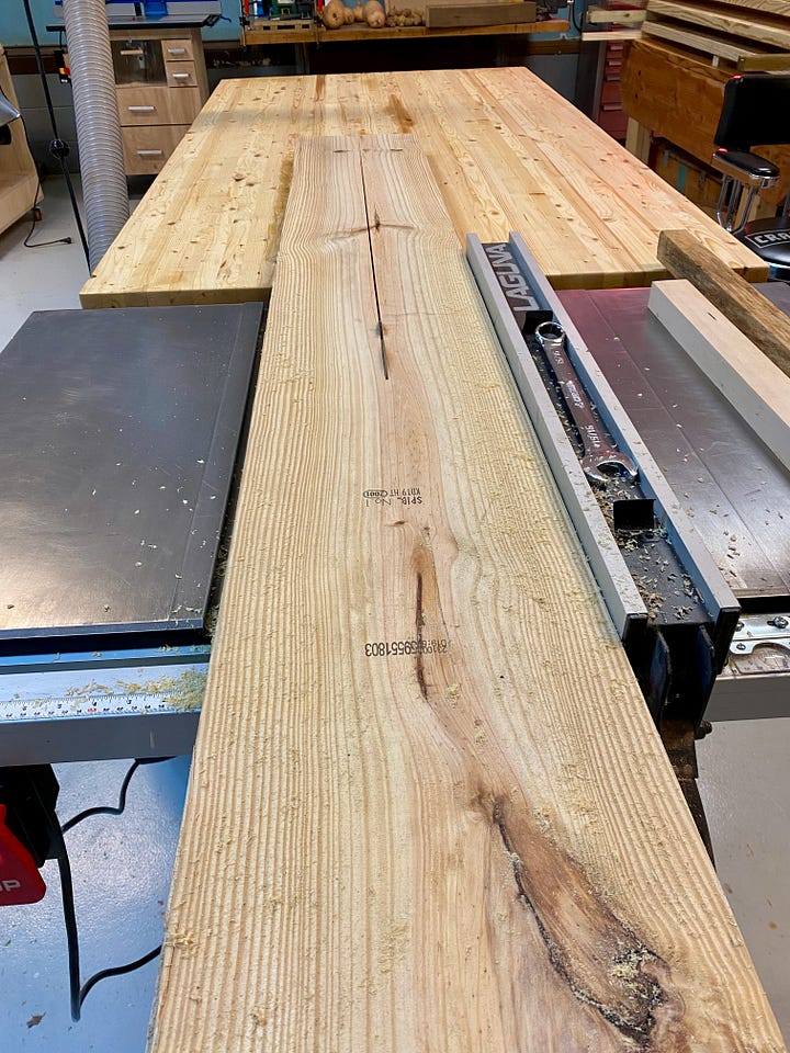 Boards stacked, ripped, planed and stacked again.