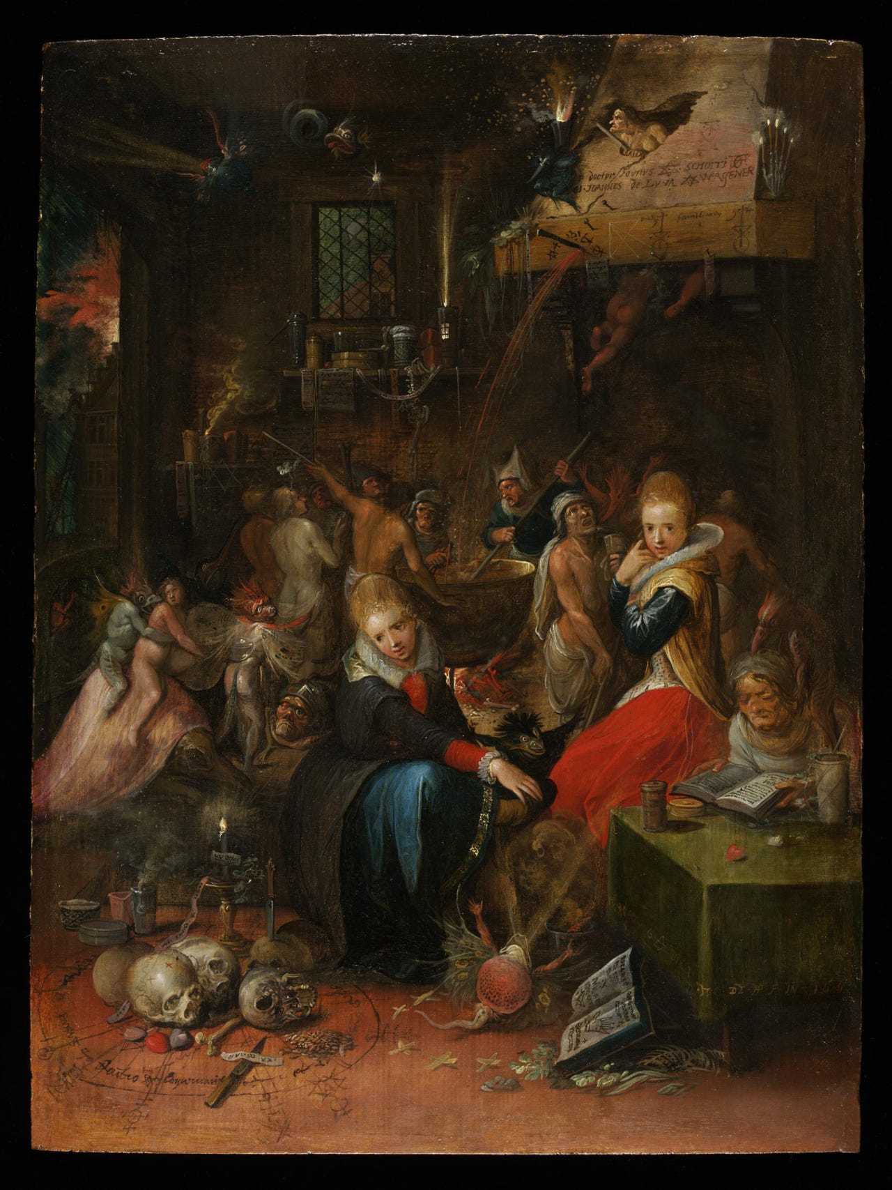 Room full of witches with potions and demons Room full of witches with potions and demons