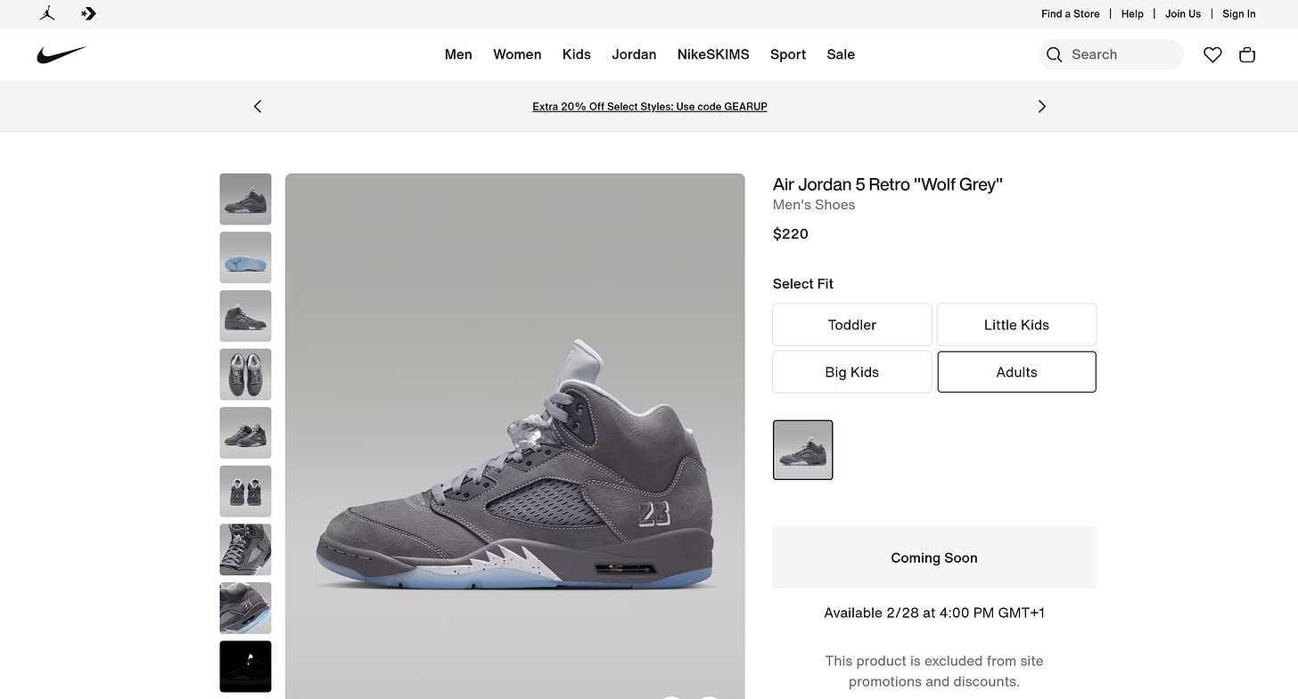 The target Nike page