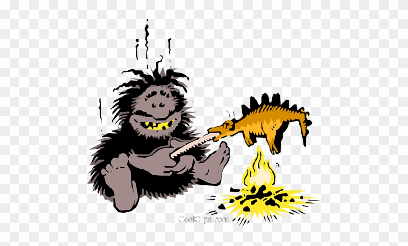 Caveman Cooking Dinner Royalty Free Vector Clip Art - Cave Man Cooking Png  - Free Transparent PNG Clipart Images Download