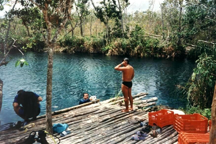 Divers at the Carwash cenote