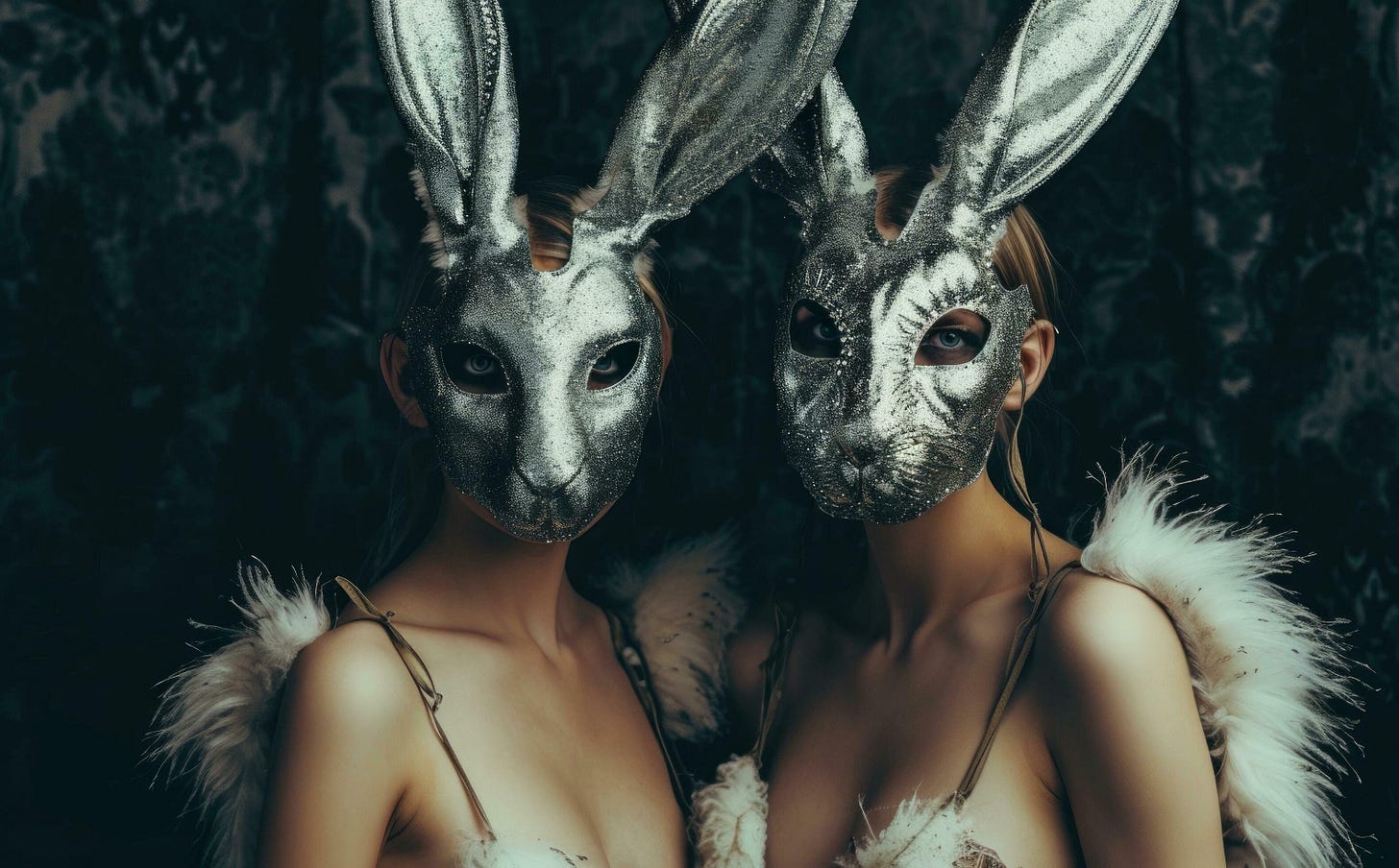 AI generated two women with rabbit masks posing, 37039762 Stock Photo at Vecteezy AI generated two women with rabbit masks posing, 37039762 Stock Photo at Vecteezy