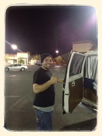 Brandon or Brendan showing me his van...