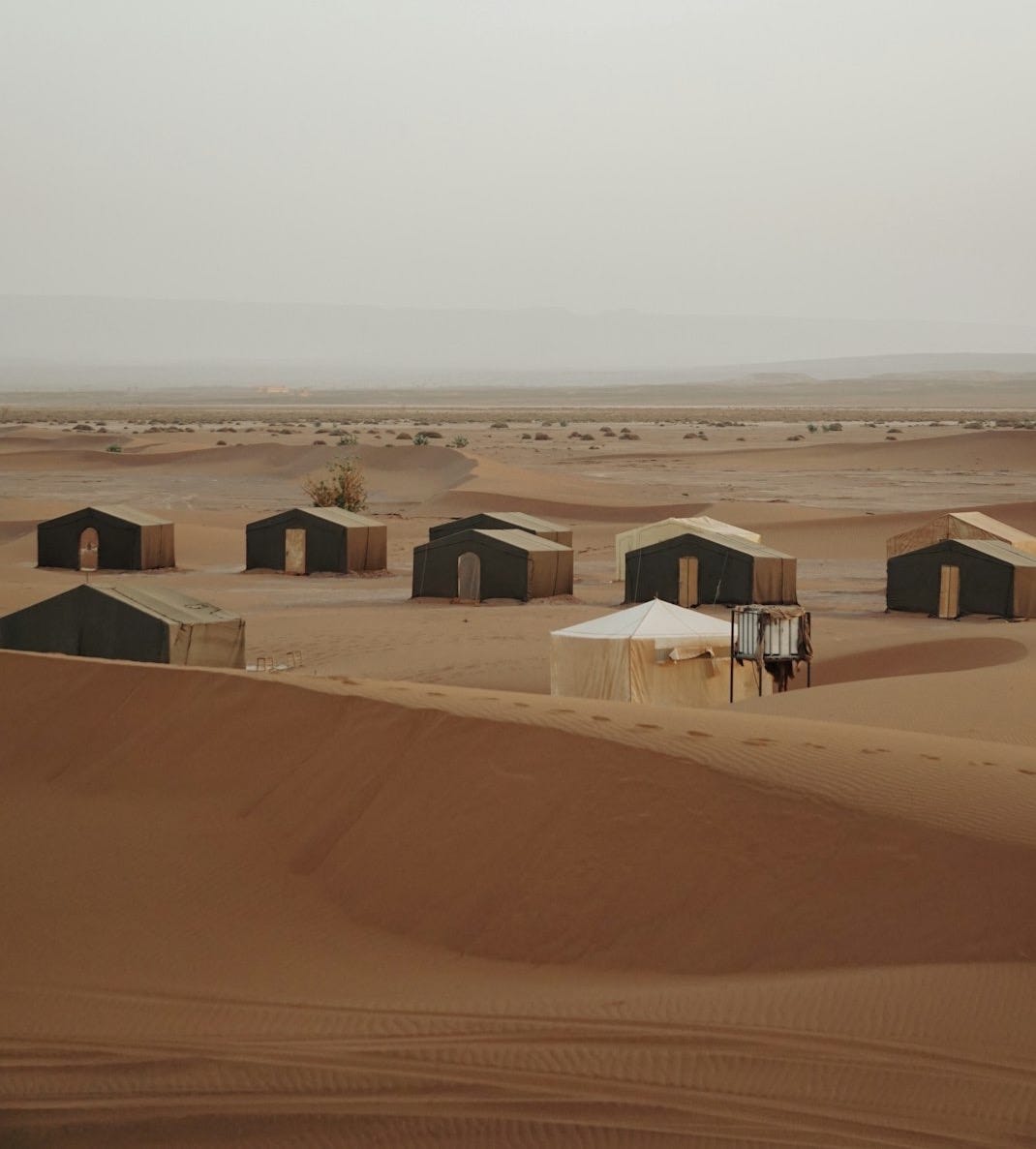 a group of buildings in a desert
