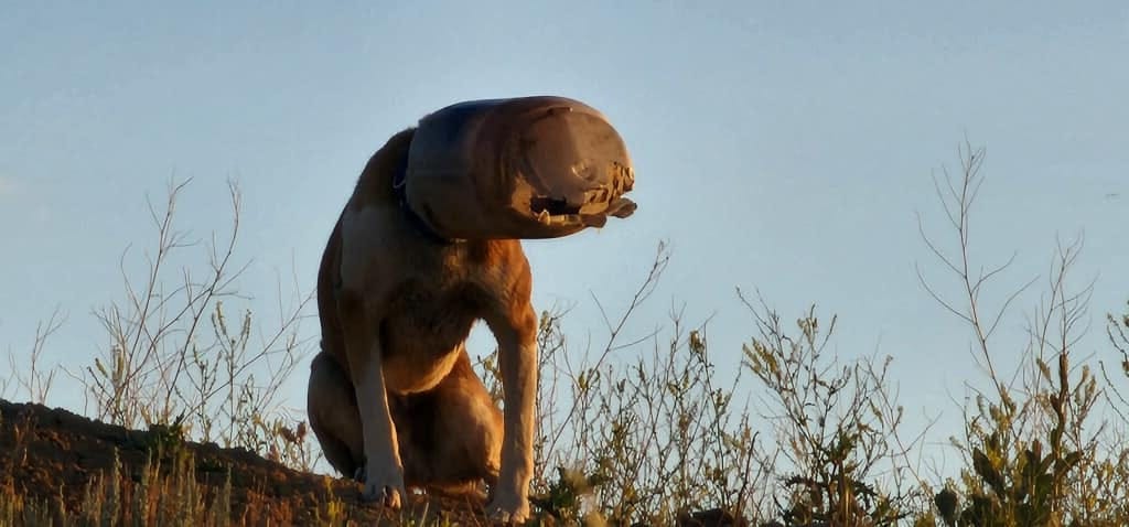 Dog's body with a weird looking bubble of a head