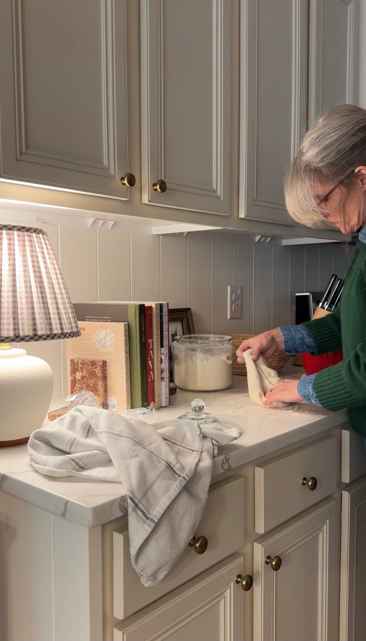 kneading sourdough