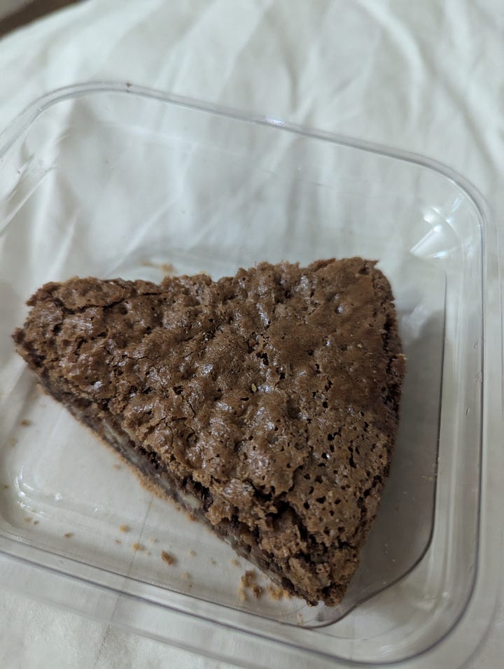 A cafe and a walnut tart