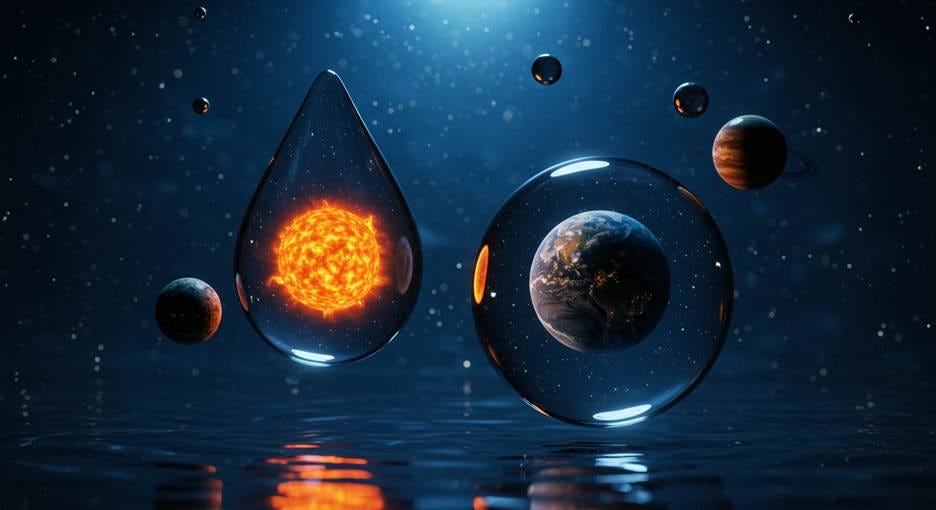 Planets in water with planets and a drop of water

AI-generated content may be incorrect.