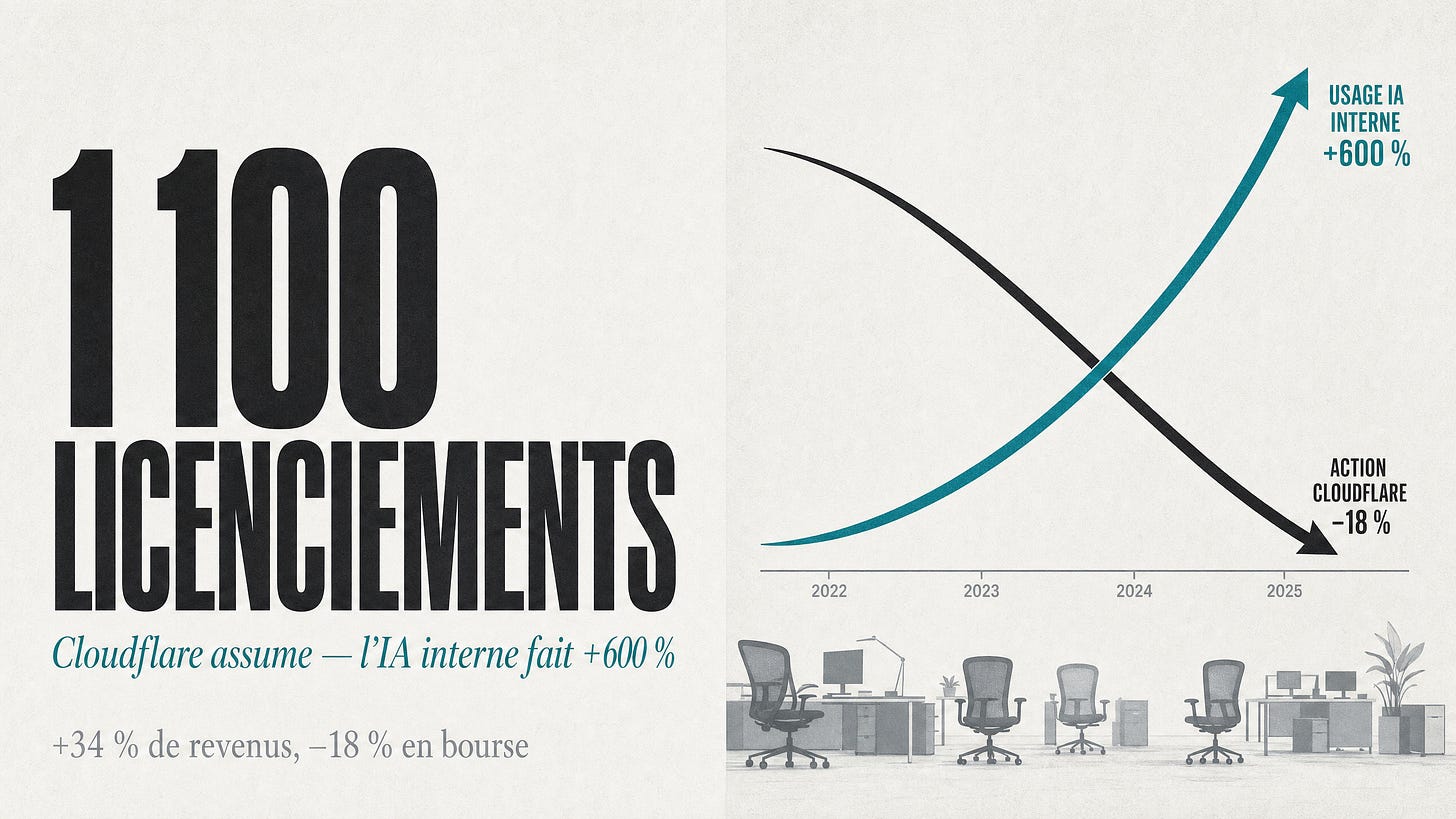 Cloudflare licencie 1 100 personnes