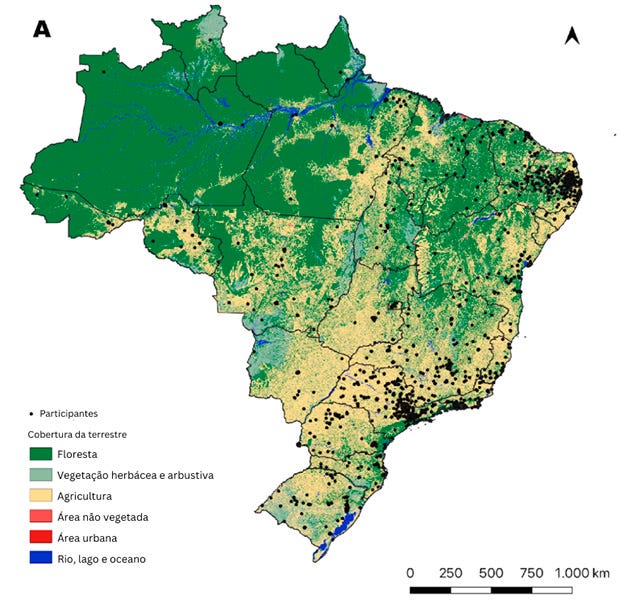 Mapa que demonstra a distribuição dos participantes Mapa que demonstra a distribuição dos participantes