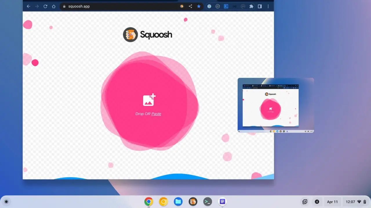 ChromeOS 112 release image drag and drop from notification