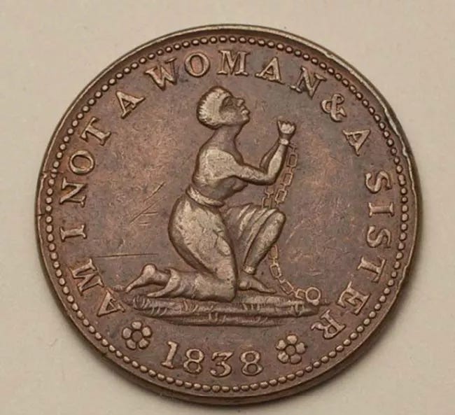 Brass antislavery token from 1838 (The Library Company of Philadelphia).