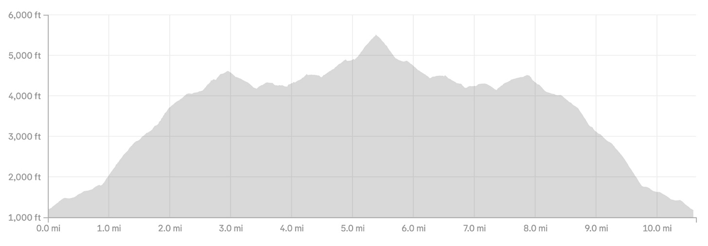 Corner Peak elevation profile