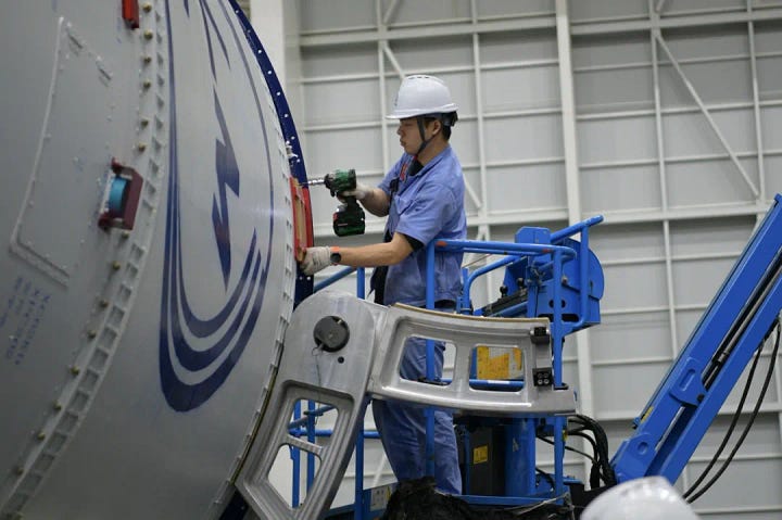 The Long March 12's fairing and second-stage being prepared for flight in June 2026.