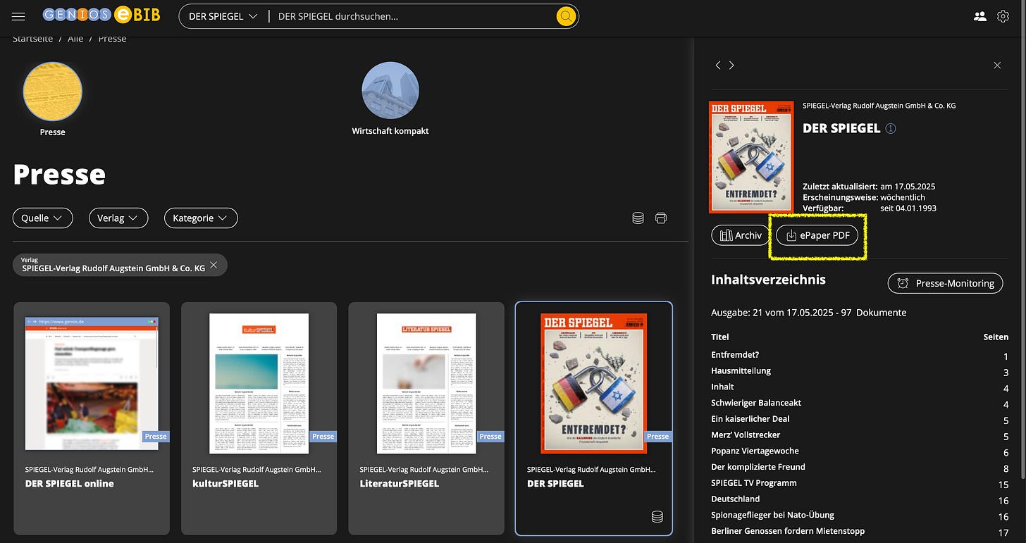 GENIOS eBIB - Screenshot
