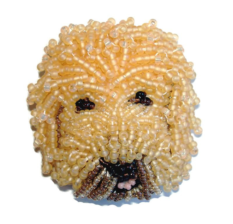 Beaded Australian Labradoodle dog beadwork fine art pin pet portrait commission beading blog Beaded Australian Labradoodle dog beadwork fine art pin pet portrait commission beading blog