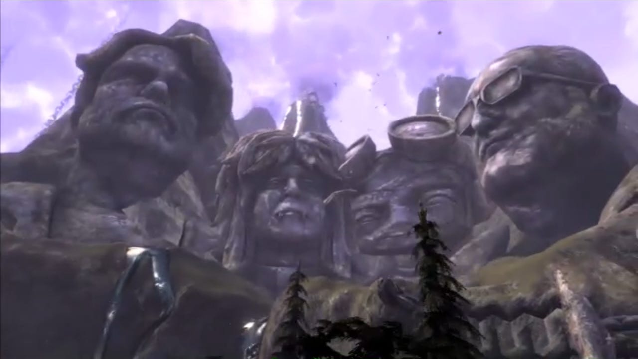 Tim Schafer and Raz on Mount Rockmore.