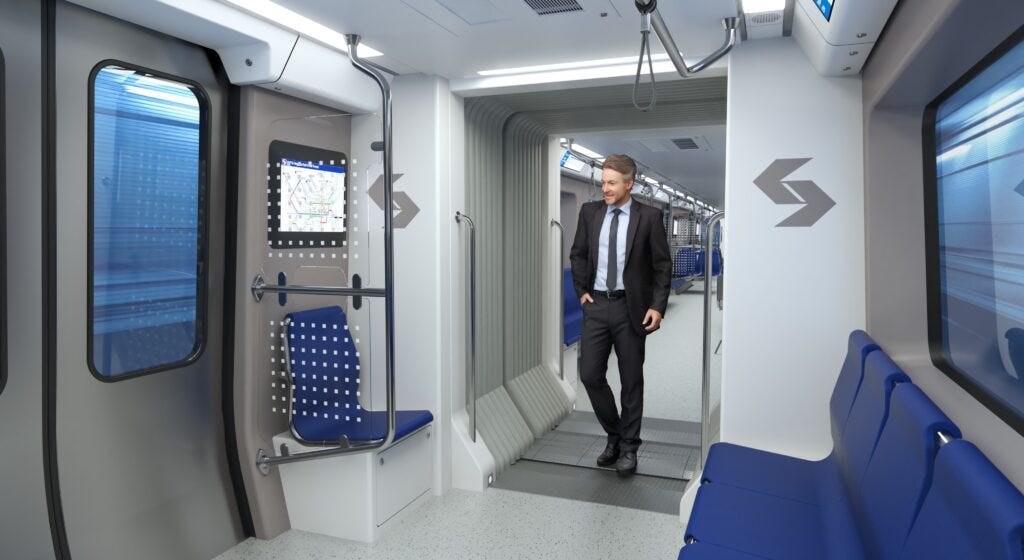 SEPTA Hitachi Rail STS Market-Frankford Line car render of the open Gangways from SEPTA's Twitter Page