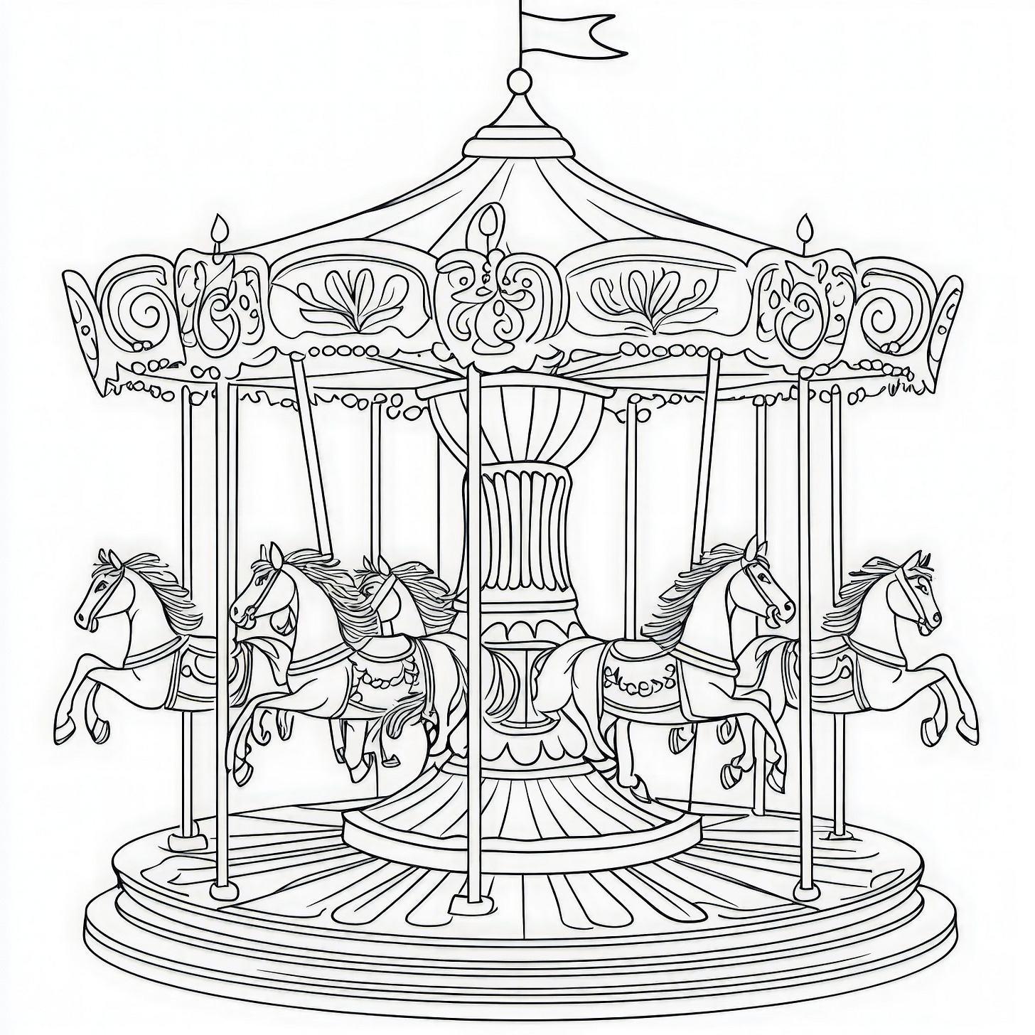 Line drawing of a carousel. AdobeStock___