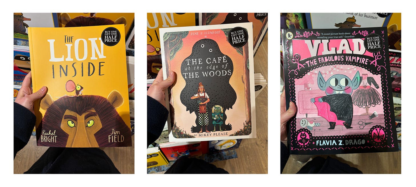 Books: The Lion Inside, The Cafe at the Edge of the Woods, Vlad the Fabulous Vampire.