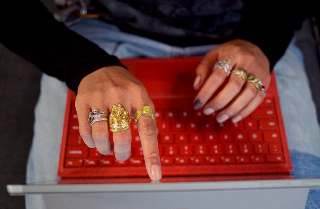 person using Surface device