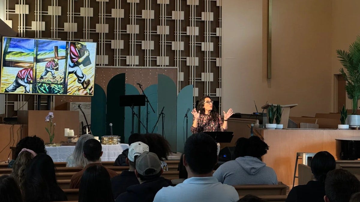 Our first service with the new lighting and confidence monitor installed was on Easter Sunday.