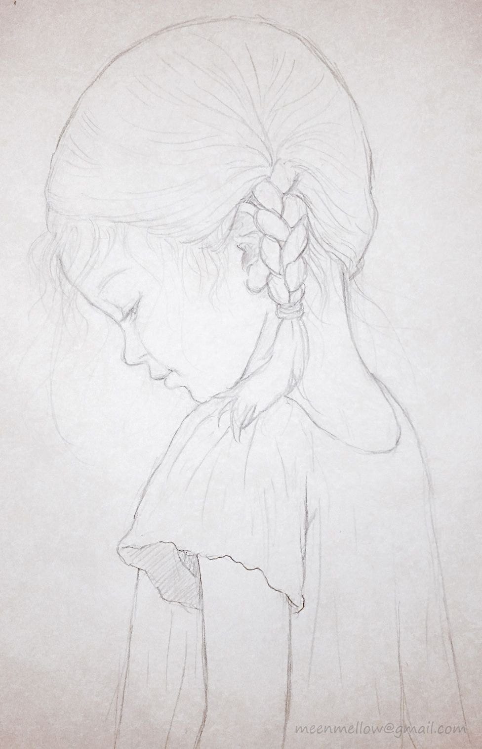 May be a doodle of one or more people and braids