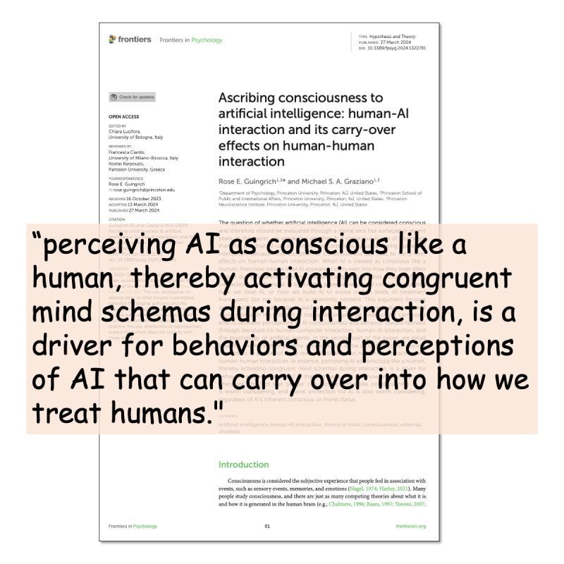 Ascribing Consciousness to Artificial Intelligence: Human-AI Interaction and its Carry-Over Effects on Human-Human Interaction