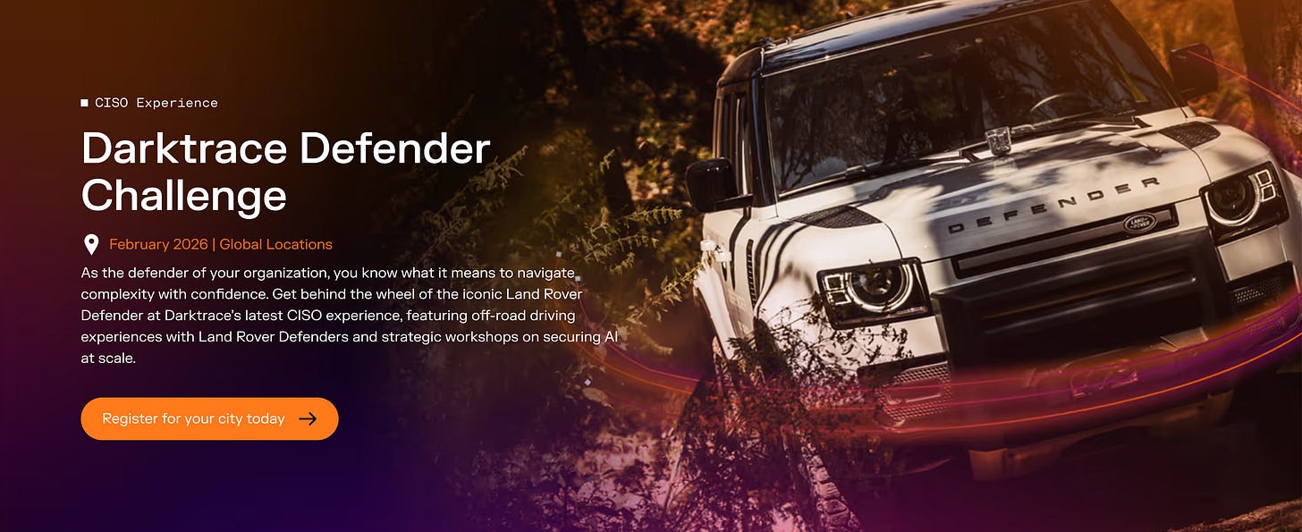 Hero section of the Darktrace Defender Challenge web page. Hero section of the Darktrace Defender Challenge web page.