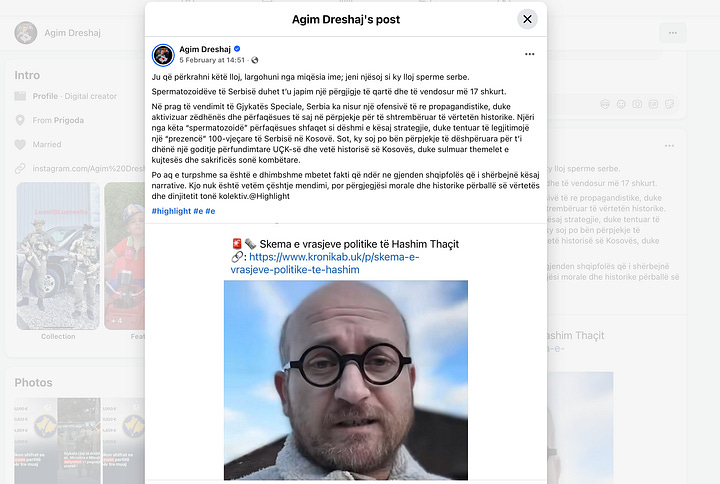 Postimet e Agim Dreshajt ne Facebook