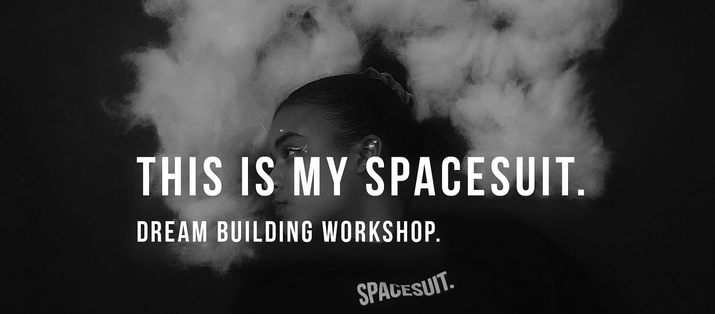 Image may contain: one or more people, possible text that says 'THIS IS MY SPACESUIT. DREAM BUILDING WORKSHOP. SPACESUIT.' Image may contain: one or more people, possible text that says 'THIS IS MY SPACESUIT. DREAM BUILDING WORKSHOP. SPACESUIT.'