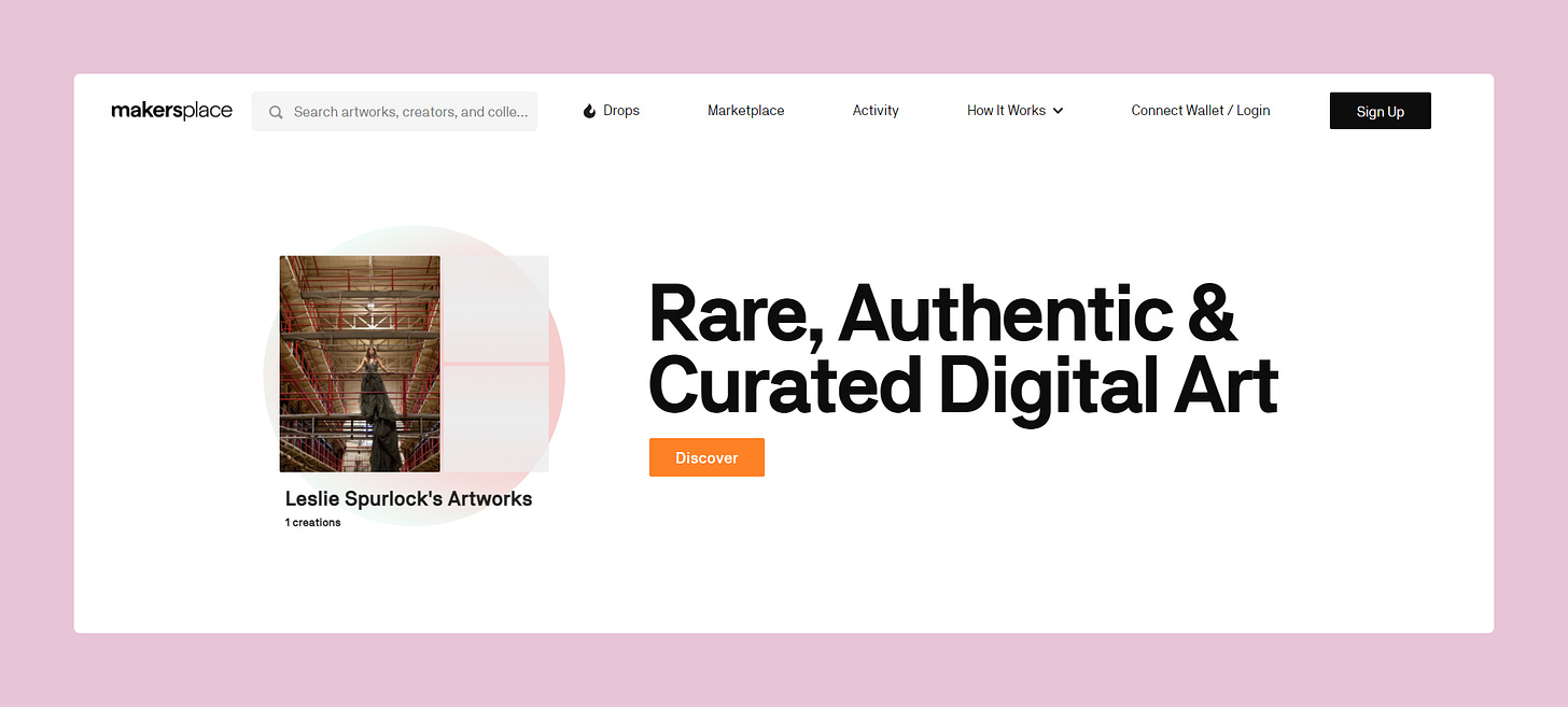 An NFT marketplace hosting established fine and modern artists
