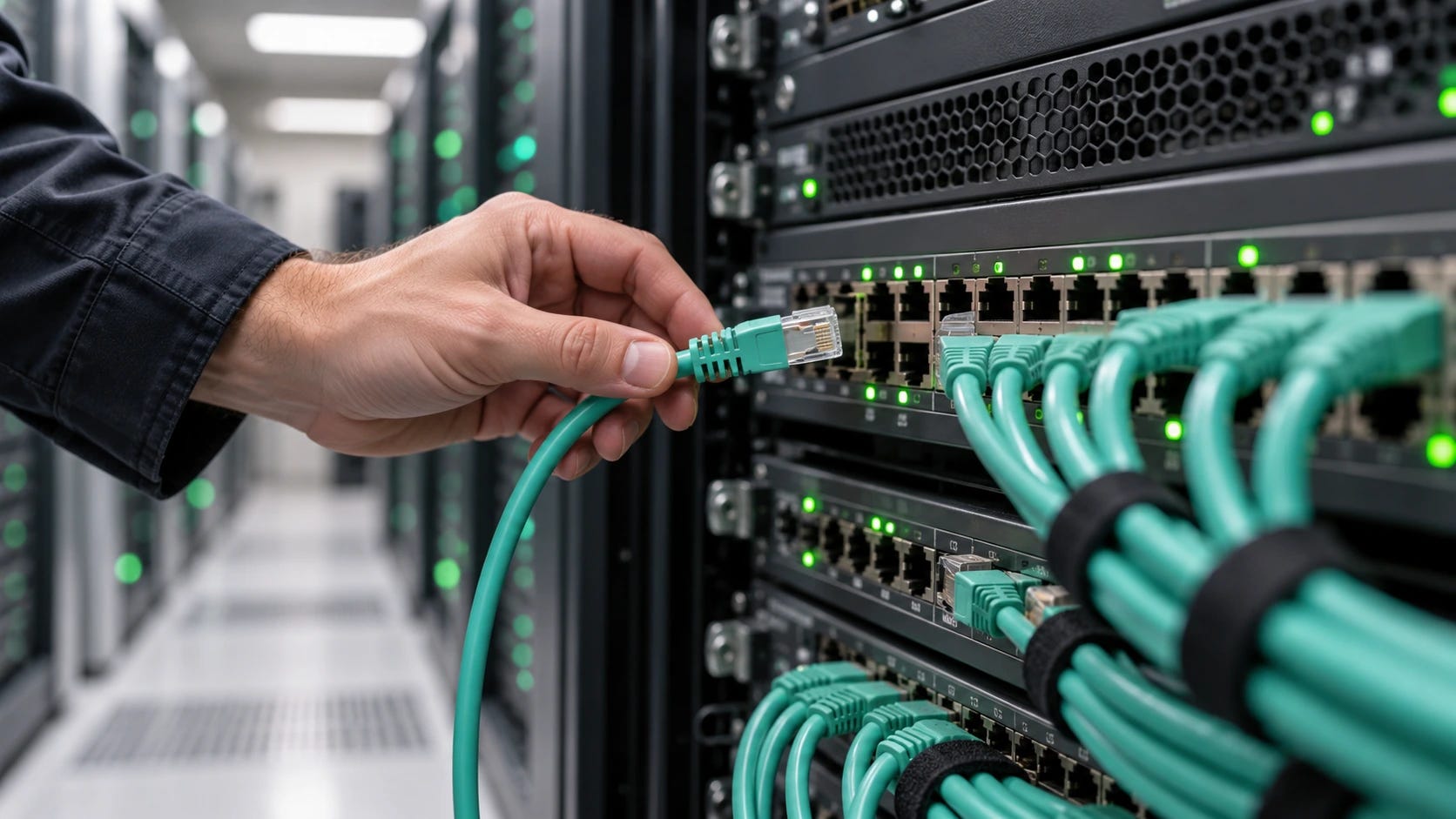 Conceptual image of a technician disconnecting a network cable, illustrating precautionary website shutdowns during the PHP2Shell response Conceptual image of a technician disconnecting a network cable, illustrating precautionary website shutdowns during the PHP2Shell response