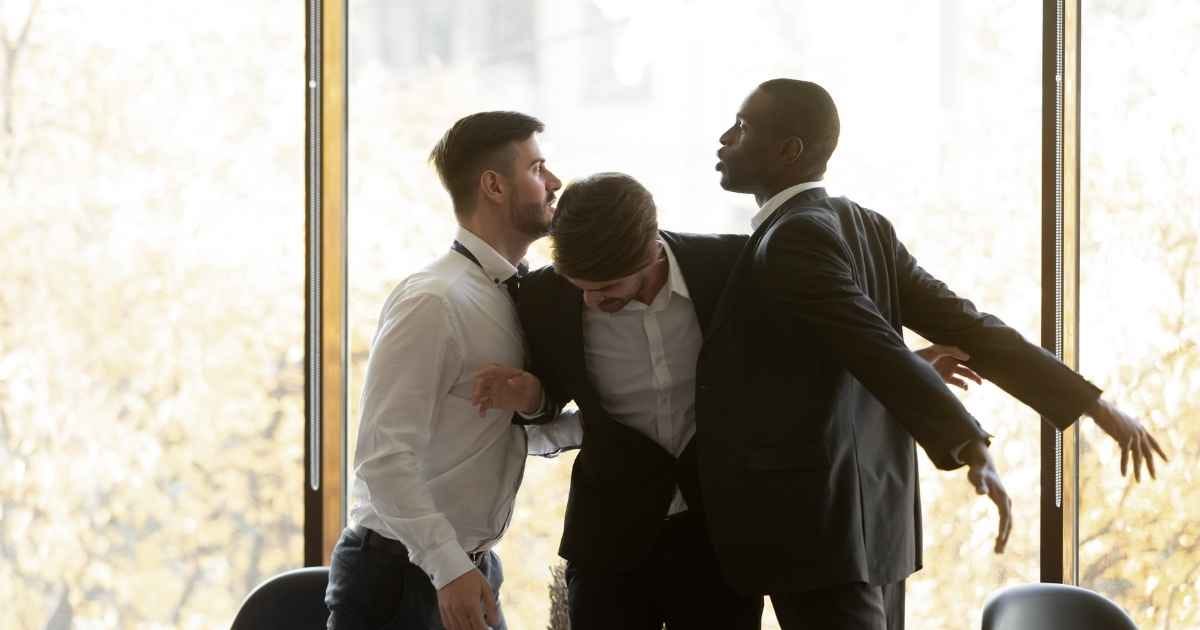 Two guys need to be separated during conflict