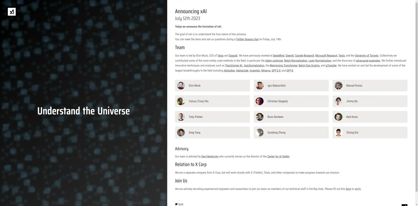 XAI web page