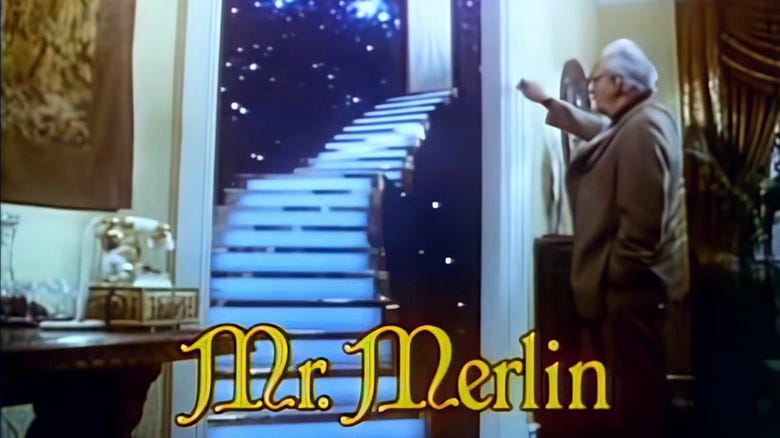 The title card for the '80s sitcom "Mr. Merlin" The title card for the '80s sitcom "Mr. Merlin"