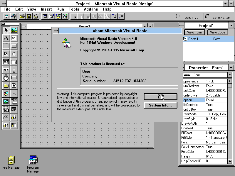 WinWorld: Microsoft Visual Basic 4.0