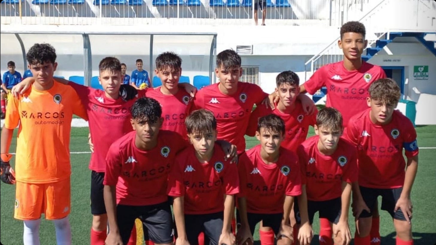 Once del Infantil A antes del partido
