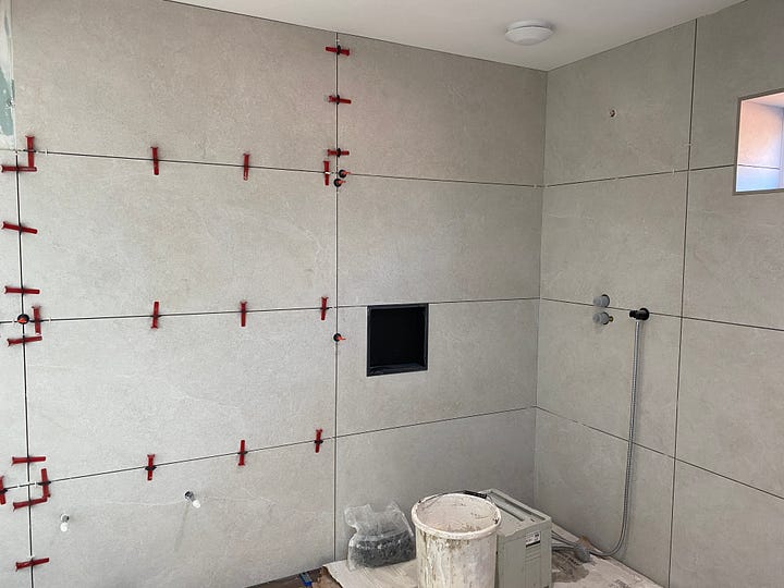 off-white tiles on the walls