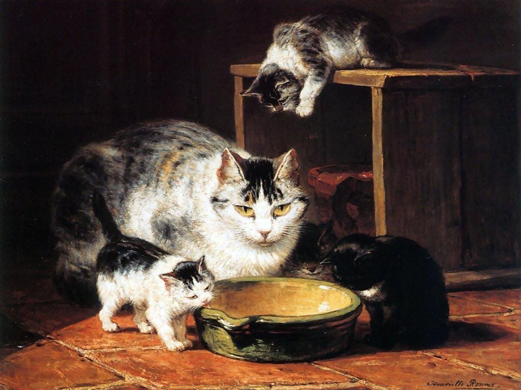 Henriette Ronner Knip, A Cat and Her Kittens, about 1890 Henriette Ronner Knip, A Cat and Her Kittens, about 1890