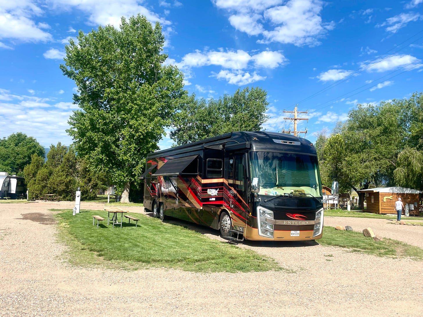 photo of our motorhome in our KOA site.