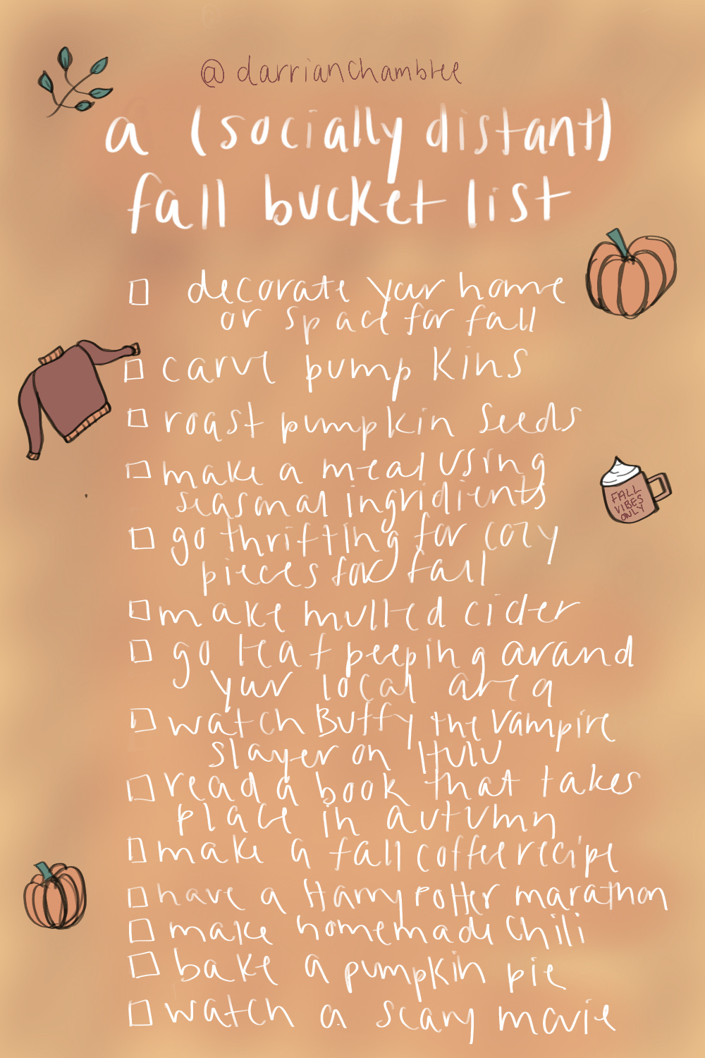 A Socially Distant Fall 2020 Bucket List