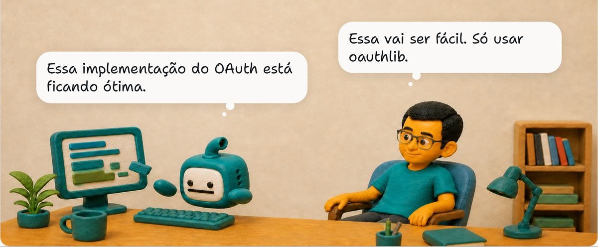 O Bit implementando tudo do zero enquanto o Junior espera que ele use a oauthlib