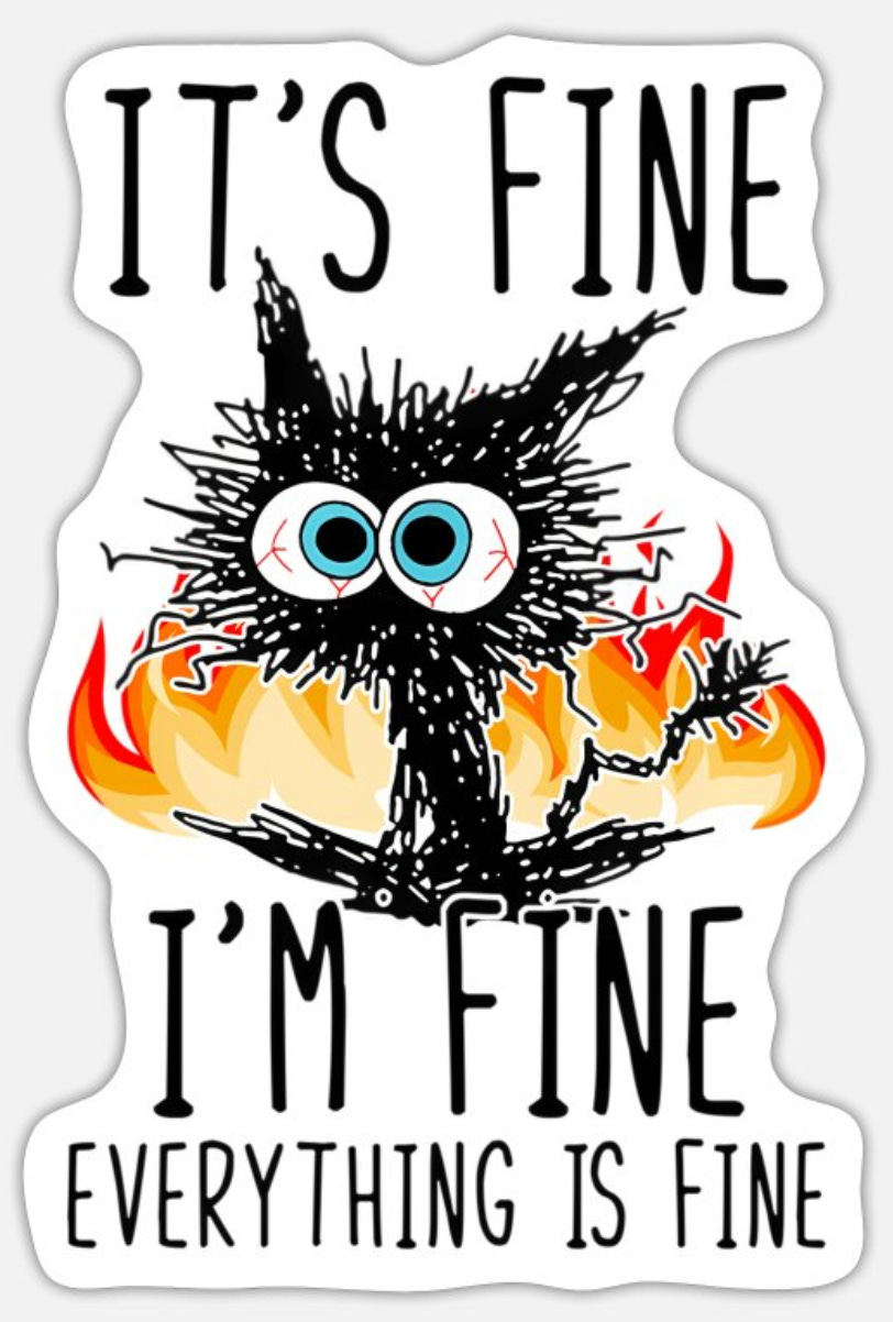 It'S Fine I'M Fine Everything Is Fine Cat on Sticker It'S Fine I'M Fine Everything Is Fine Cat on Sticker