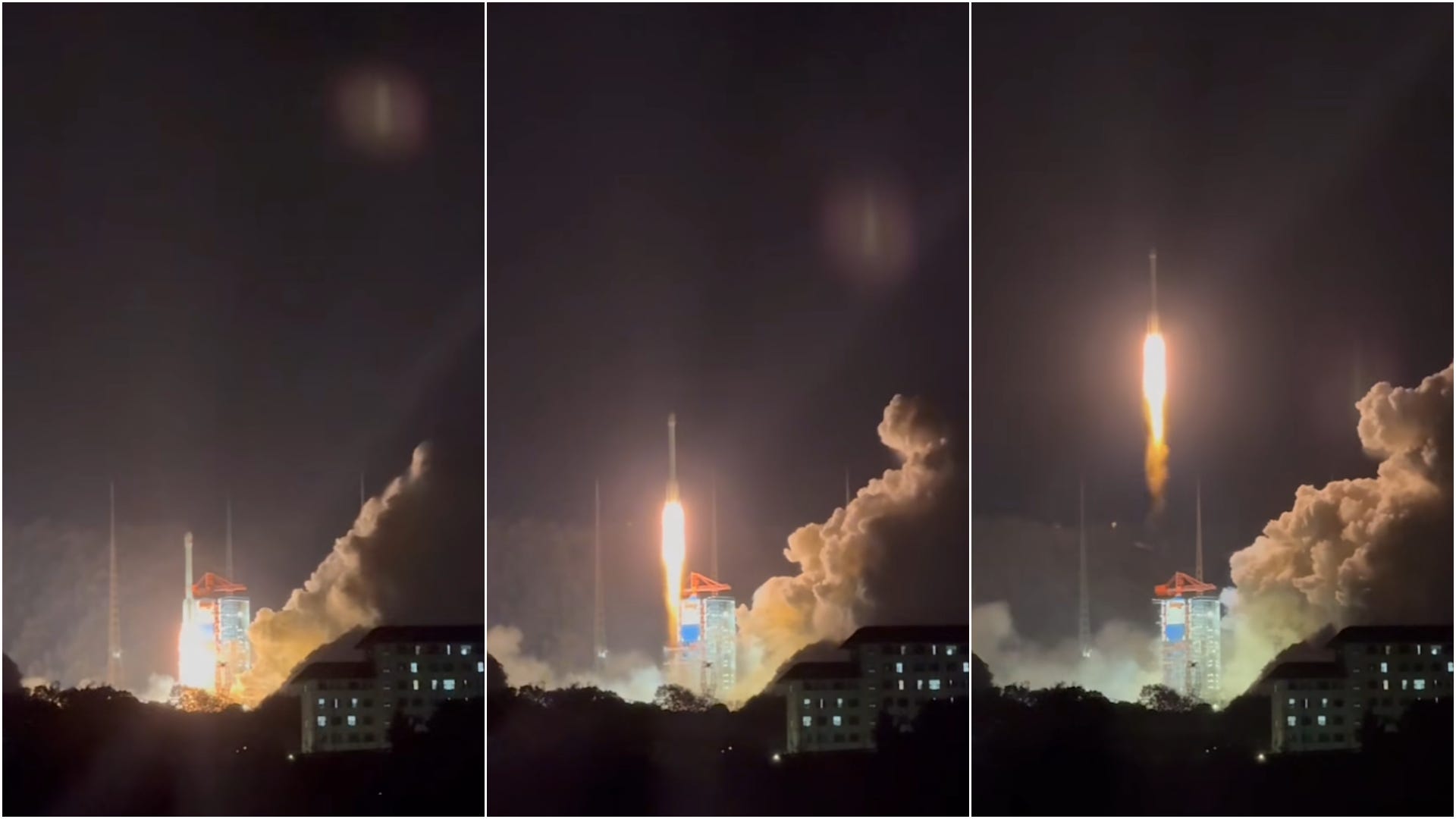 Liftoff of the Long March 3B/E launch vehicle from Launch Complex 3 at the Xichang Satellite Launch Center on January 16th/17th 2026, images via a local source.