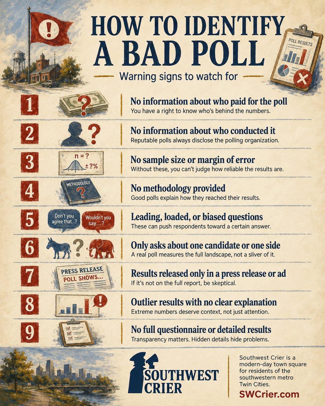 Infographic explaining how to identify a bad poll Infographic explaining how to identify a bad poll