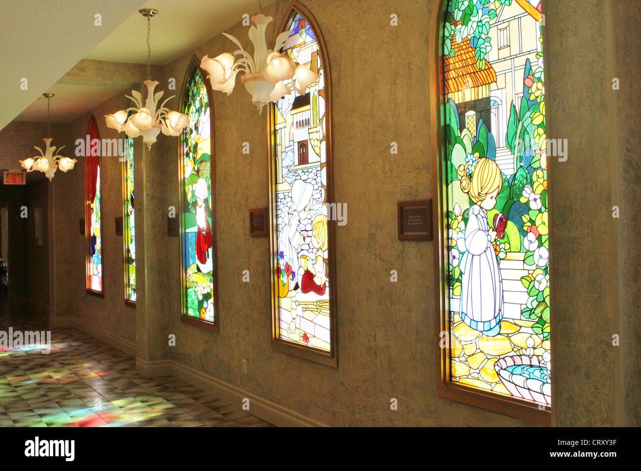 Stained glass windows in the Precious Moments Chapel Stock Photo - Alamy