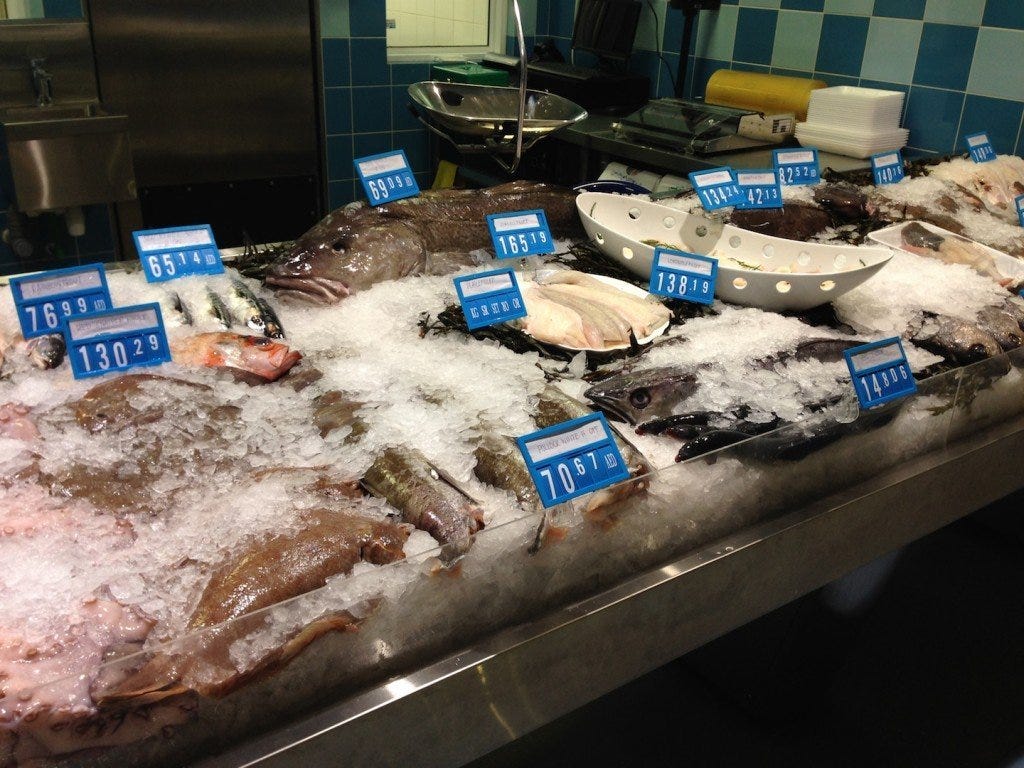 One of the many fish stalls